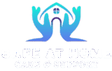 Safe at home care & support logo white text
